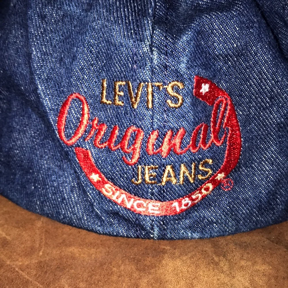 Levi's Blue Denim Cap with Red & Gold Embroidery